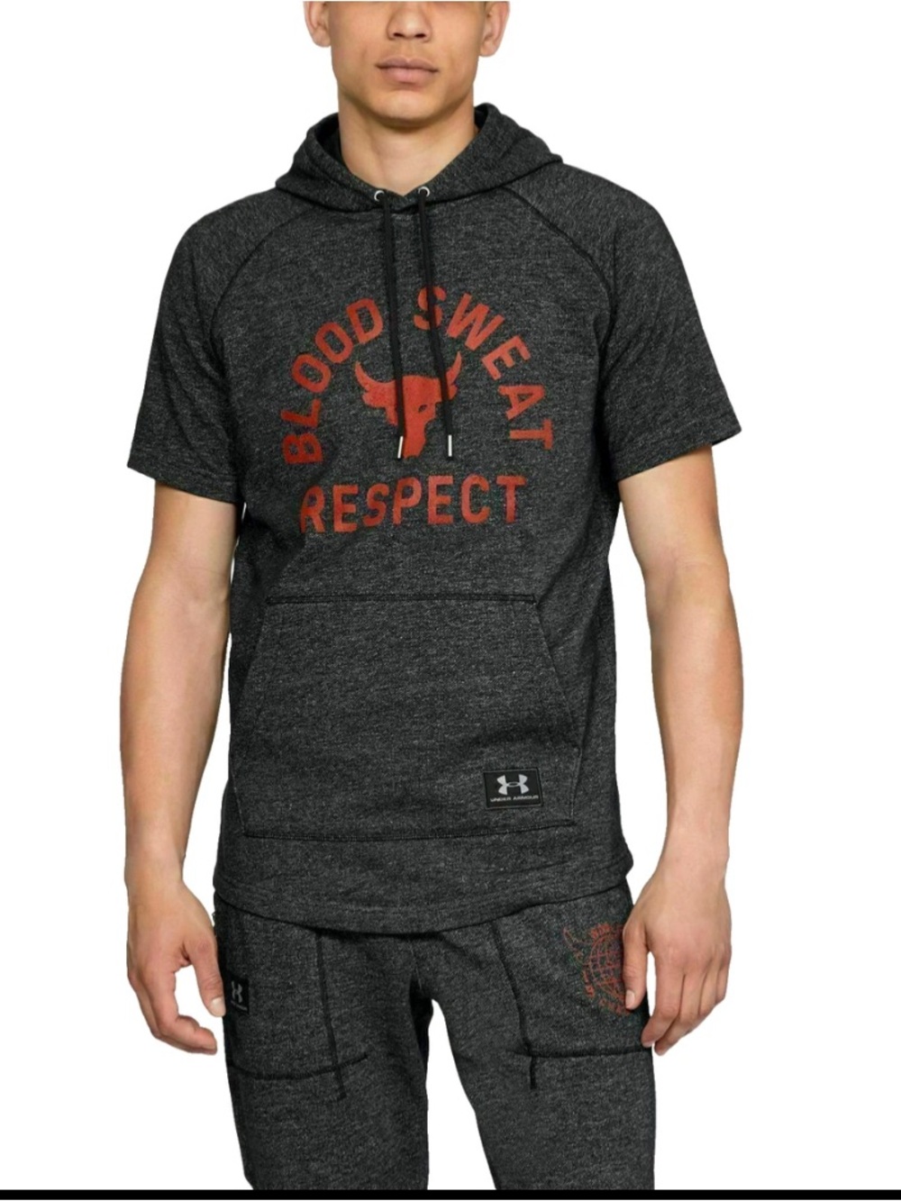 Under Armour Project Rock Blood Sweat Respect Men’s Dark Charcoal Hoodie Medium